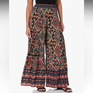 Angie Women's Wide Leg Pants with Lace Inserts